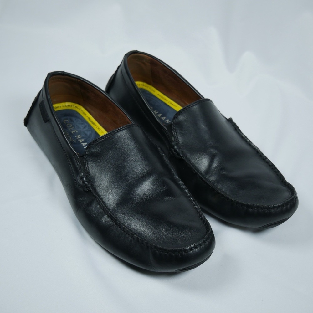 Cole Haan Grand+ Venetian Driver Loafers Mens Size 9.5 Black Preppy Casual Shoe